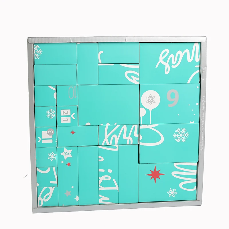 Custom christmas make up chocolate paper box advent calendar cardboard packaging gift calendar box