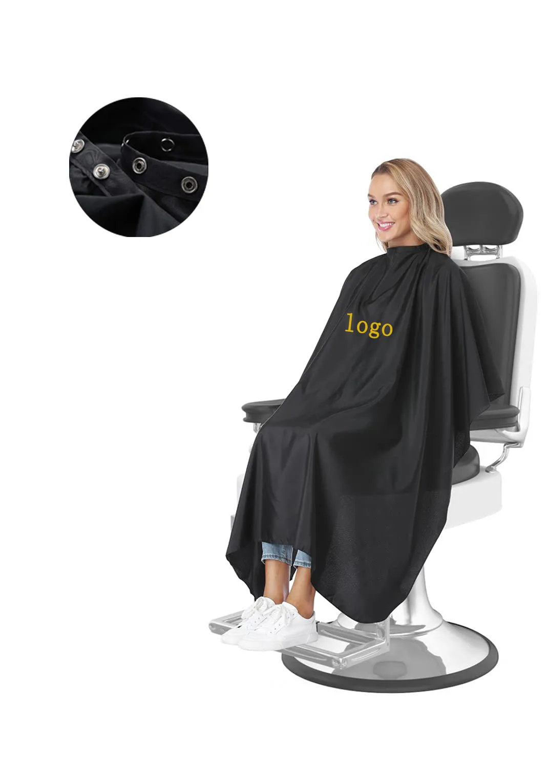 Factory Custom logo Printed Beauty Waterproof Polyester Gown Hairdressing Barber Cape Salon