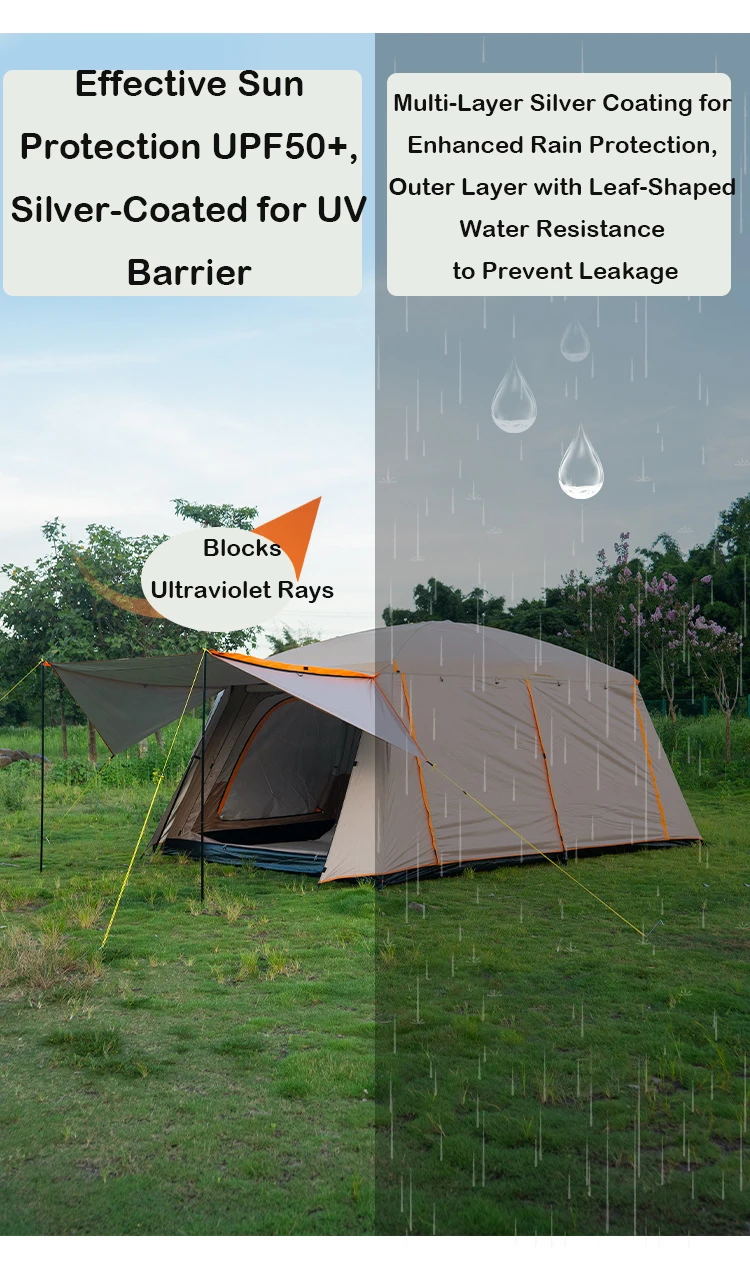 Large Capacity Automatic Camping Tent 5-8 People Two Bedrooms One Living Room Fully Inclusive Climbing Made Steel Oxford