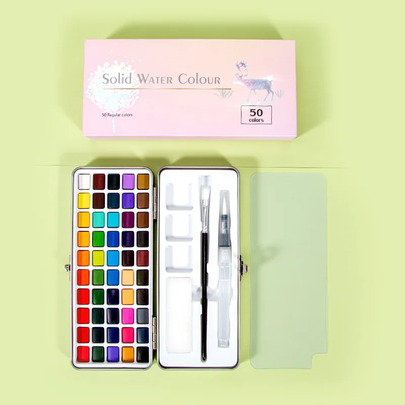 Wholesale solid watercolor paint sets, iron box art pigments 50/72/90/100/128 colors
