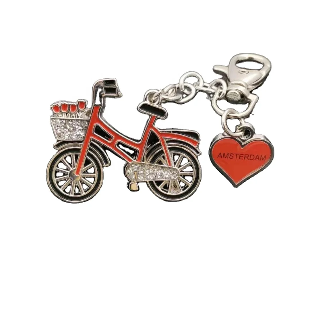 metal souvenir keyring bike shape Amsterdam tourist keychain bicycle