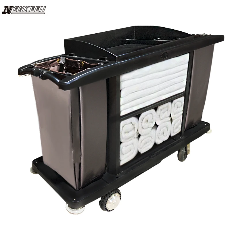 Custom Powered Housekeeping Cart OEM Heavy Duty Electric Cleaning Cart Hotel Room Maid Trolley