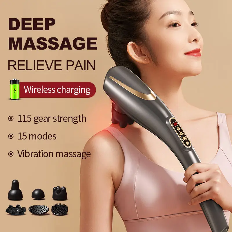Dolphin Electric Massage Stick Handheld Beating Device for Shoulder Cervical Spine Waist Back Meridian Vibrator Whole Body