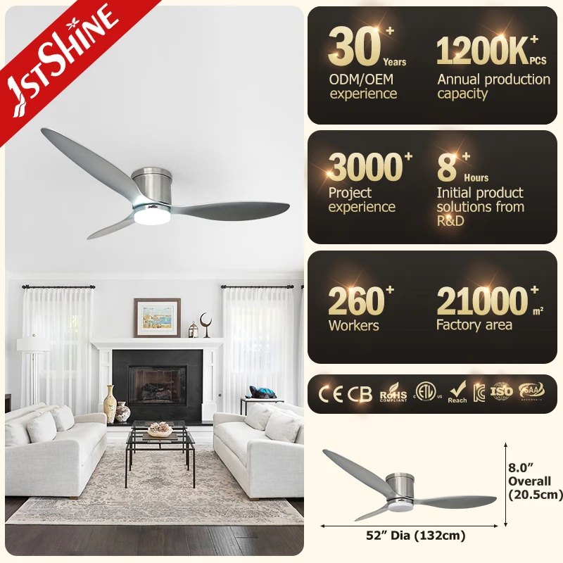 1stshine LED ceiling fan 52 inches 220V abs blades ac motor silent ceiling fan with led light