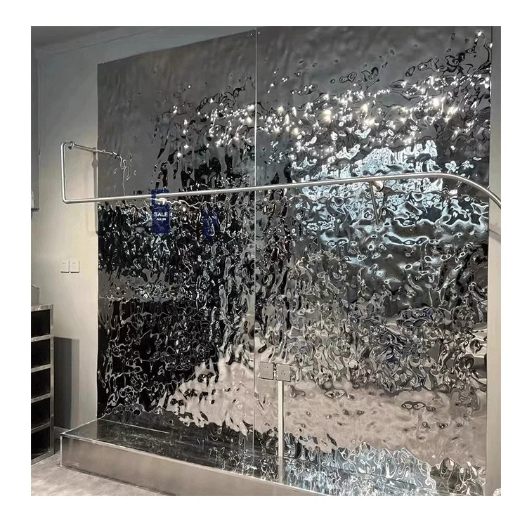 Decorative Colored Stamp SS 201 430 304 Wall Panel Water Ripple Hammered Stainless Steel Sheet For Curtain Wall