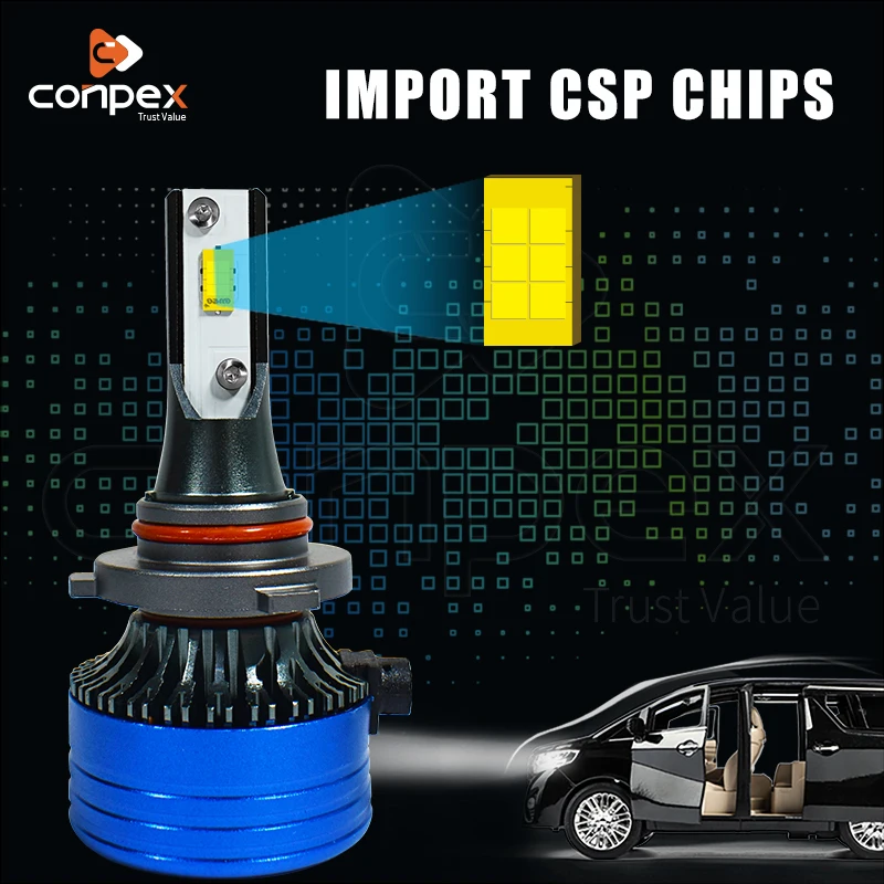 Conpex N9 12V 32W Built-in Hydraulic Fan Led Headlights Holder Auto Led Headlight IP67 CSP Chip Metal Waterproof H7 CE Rohs 2.7A