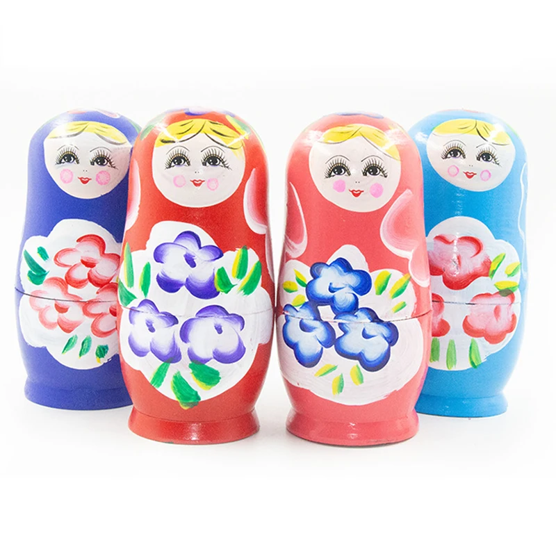 Non-toxic Painted Craft Toys 7 Pcs Russian Matryoshka Nesting Doll Russian Handmade Doll Wooden Dolls