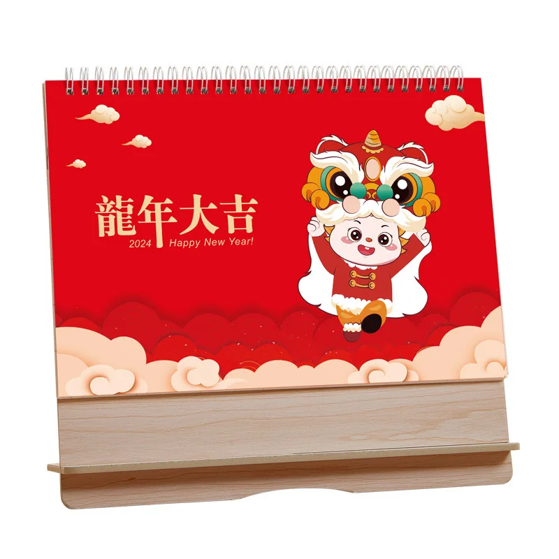 Custom wooden desktop calendar corporate gift printing calendar with Box