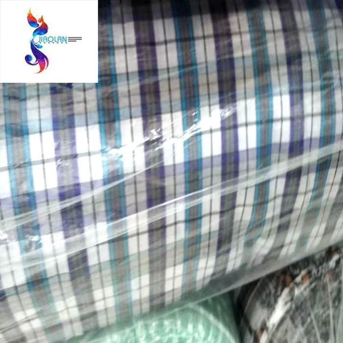 Mix Yarn Dyed Shirting Stock Lot Recycled Fabric New Style Polyester and Cotton Woven Plain  STANDARD 100 In-stock Items