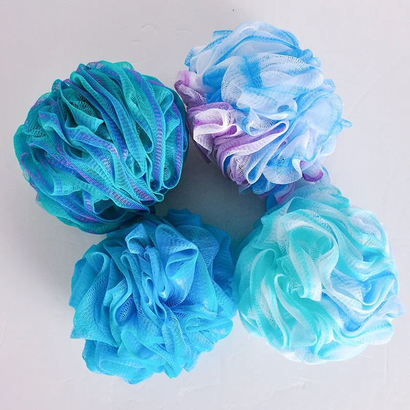 Wholesale natural useful colorful  loofah mesh exfoliating ball shape shower body scrubber bath sponge