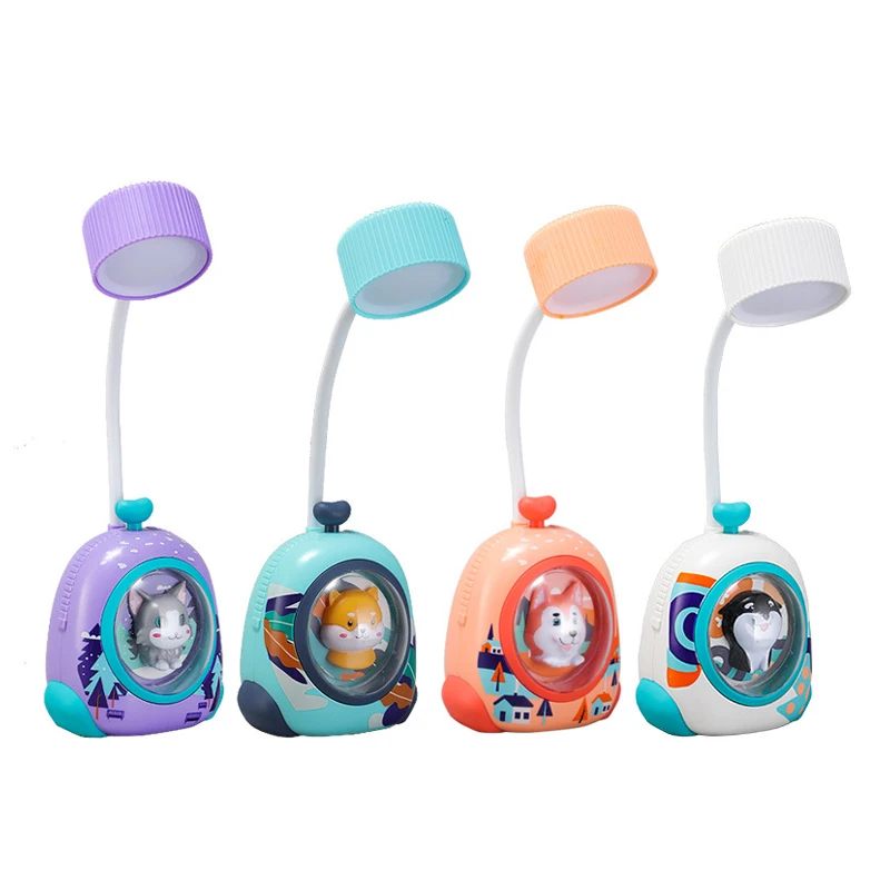 Kids cute cat pet cabin eye-caring led desk lamp with wireless charger