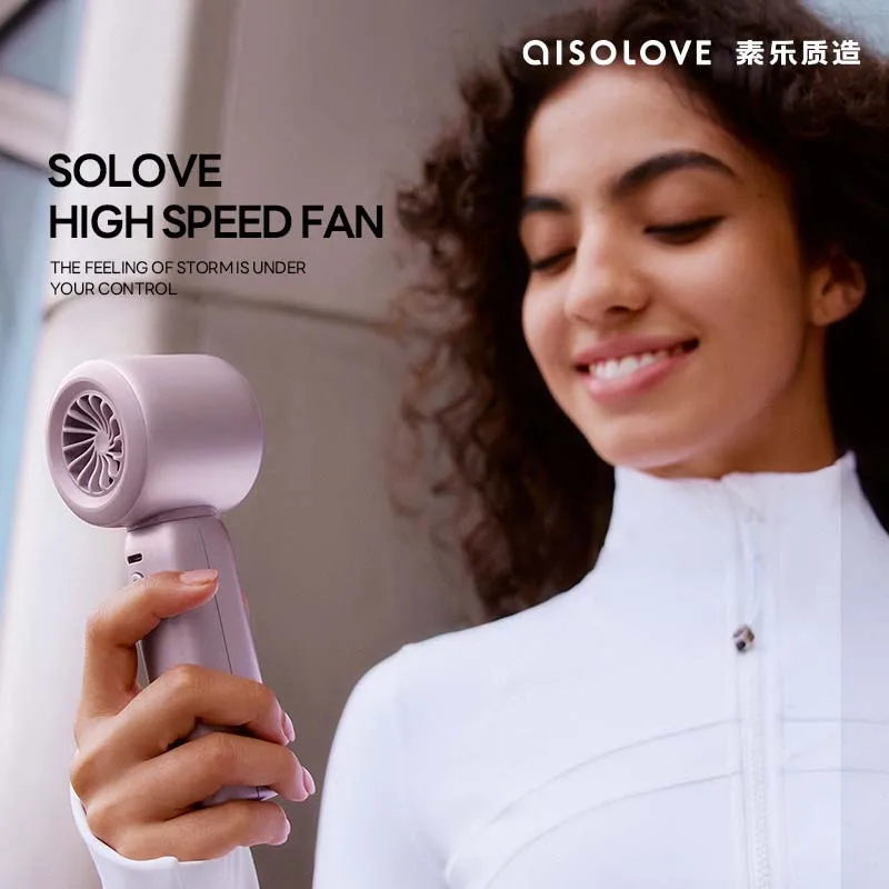 SOLOVE High Quality Custom logo 4000mAh High Speed 100 Speed Control Digital Display Portable Handheld Fan Wholesale