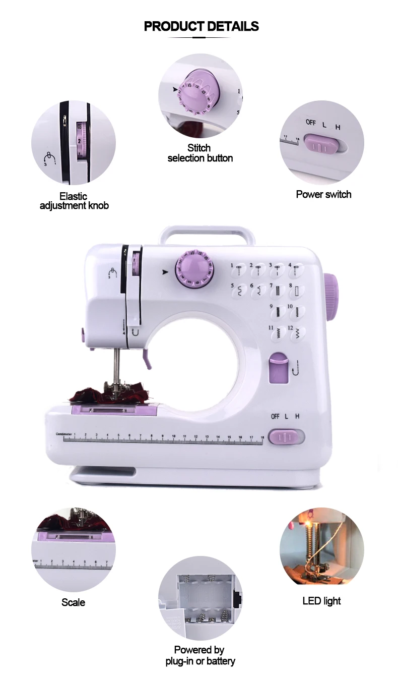 China Factory Price Various Hot Sales 505 Portable Domestic Embroidery Pattern Electric Household Mini Sewing Machine