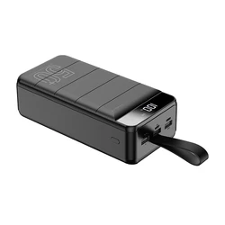 Newest design with flashlight led digital display quick charger usb-c port 50000mah power bank for MacBook