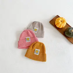 Autumn and winter baby warm knitted hat all cotton wool line hat custom