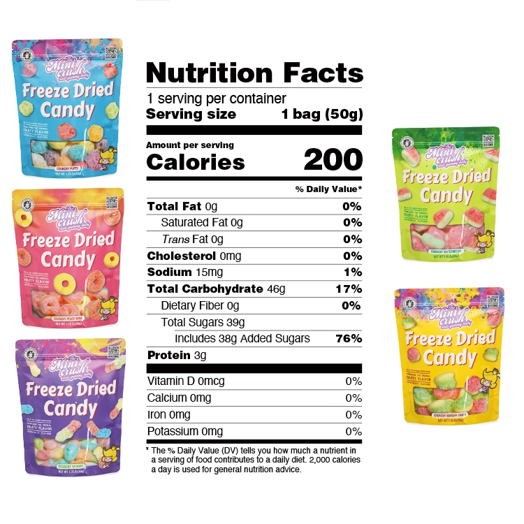 Crispy  Candies Freeze-Dried Sour Gummy Worms Sweet and Sour Confectionery