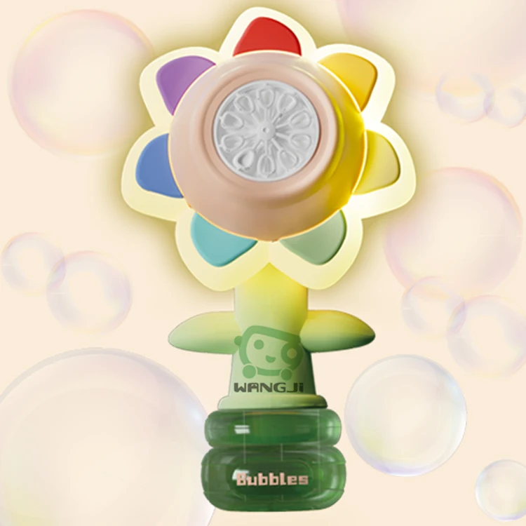 Children Novelty Light Rotate Porous Automatic Bubbles Blower Blowing Toy FLOWER BUBBLE BLASTER