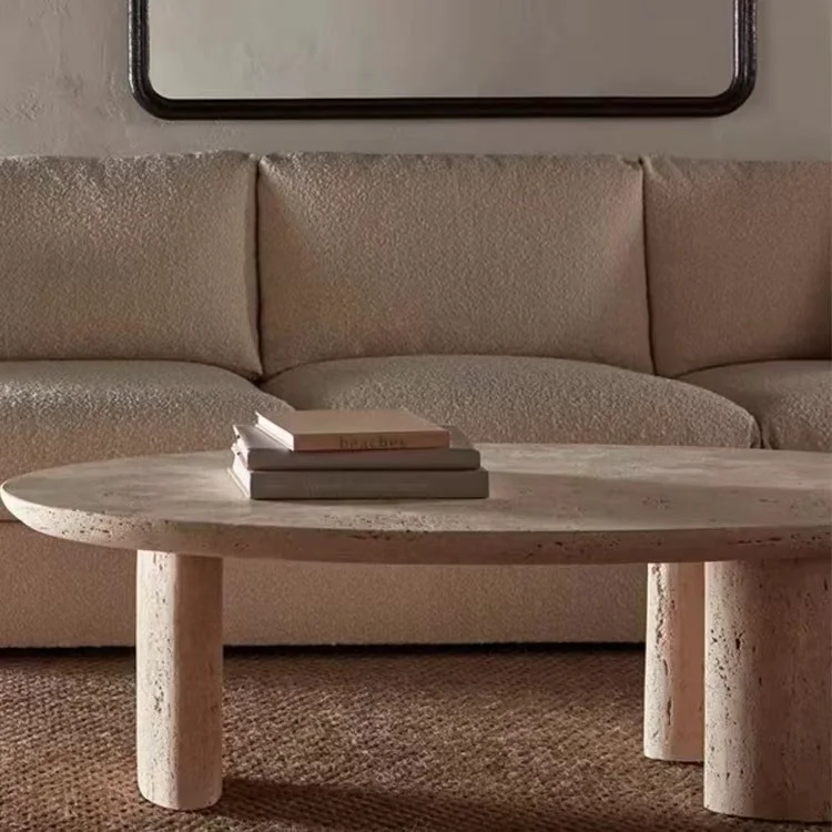 Contemporary Beige Travertine Real Marble Dining Table Top Prefab Wood Countertop Home Hotel Featuring Natural Quartz Granite