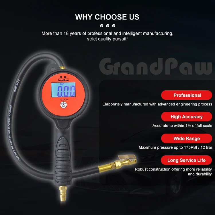 Hot Selling Product Tyre Pressure Lcd Display Car Digital Tire Inflator Gauges