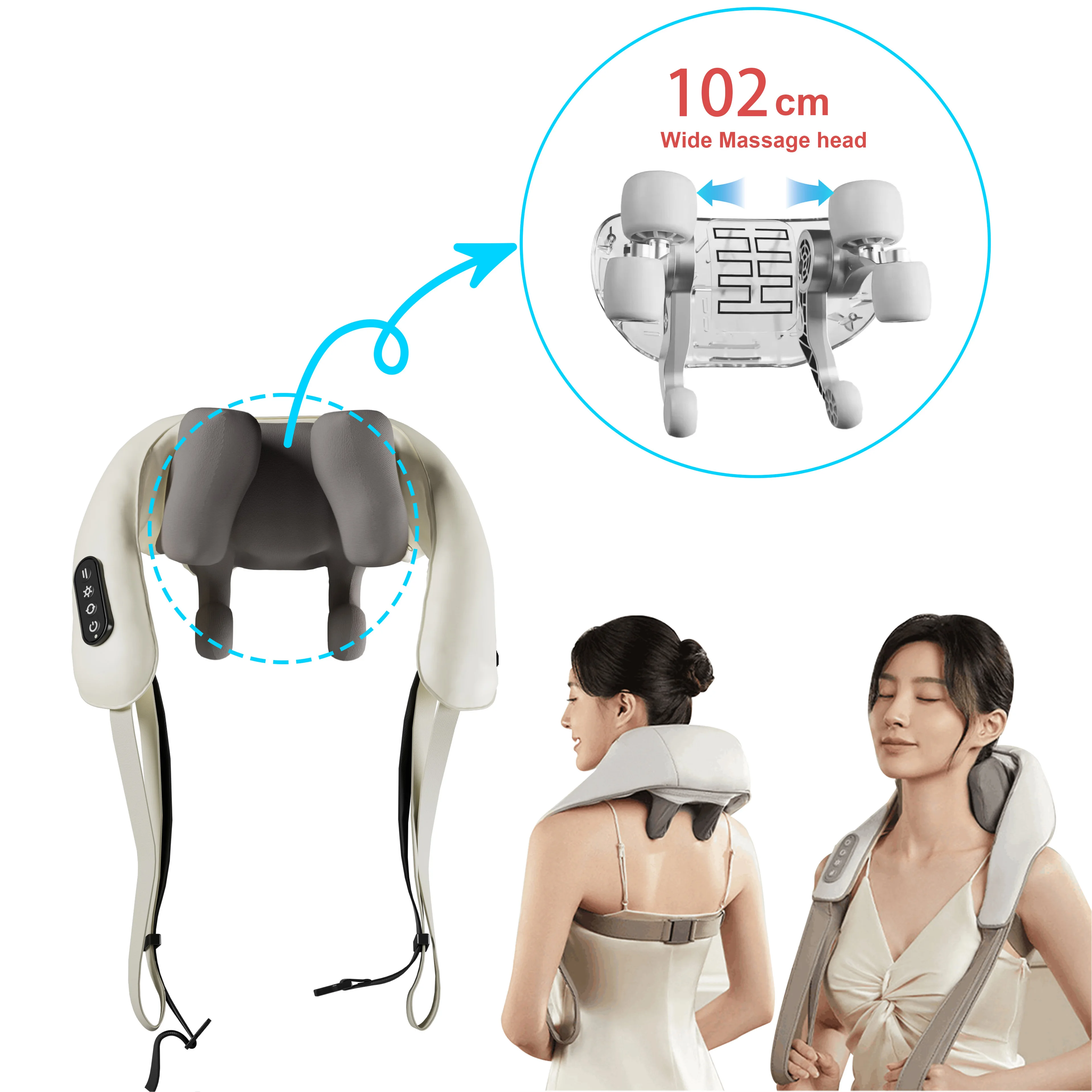 2024 Cordless 3D Mini Trapezius Rechargeable Mini Electric Vibration Kneading Neck Kneading Massager Products  With Heat