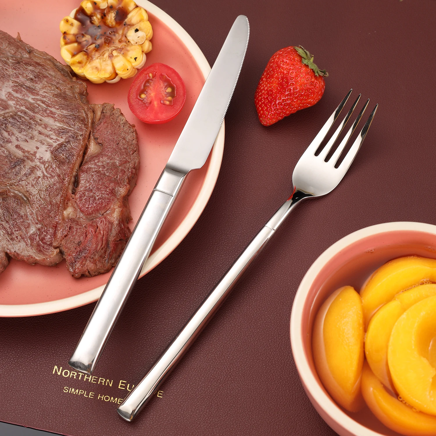 Good Quality 1810 Stainless Steel Thick Heavy Duty Flatware Sets Spoon And Fork Silver Silverware Hotel Restaurant Cutlery Set