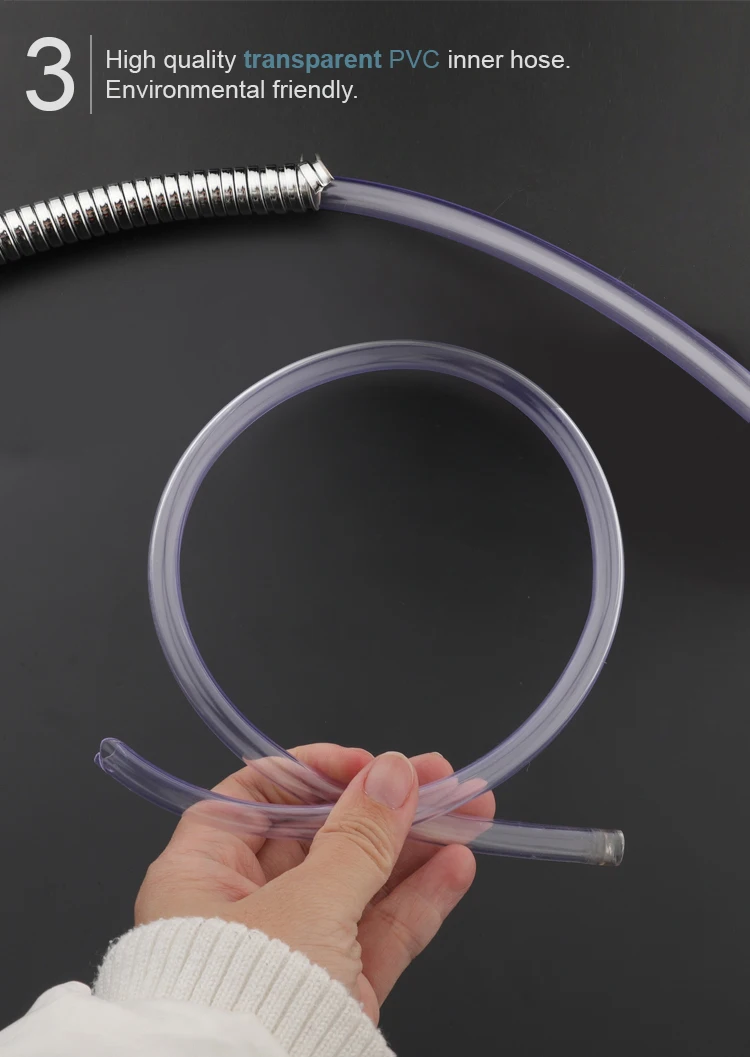 Extra Long Chrome Handheld Shower Head Hose with Brass Insert and Nut Lightweight and Flexible Wholesale Shower Hose