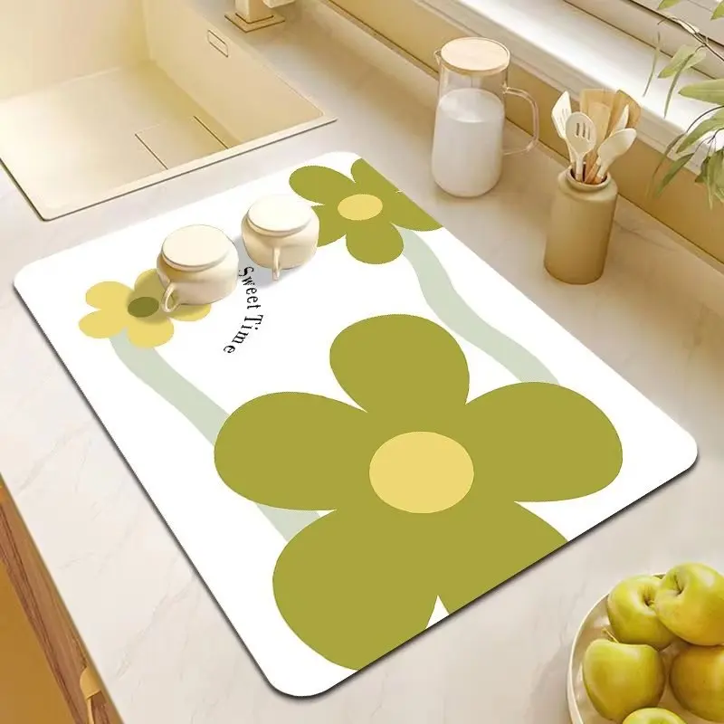 Simple Kitchen Quick-Drying Absorbent Kitchen Countertop Drain Mat Diatomite Heat Insulation Coffee Table Mat Simple Design