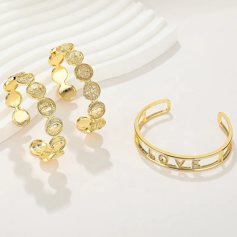 Beautiful Bracelet 18K Gold Plated Copper Alloy Simple Fashion Wholesale Women Bangle Jewelry Bijouterie Joyeria