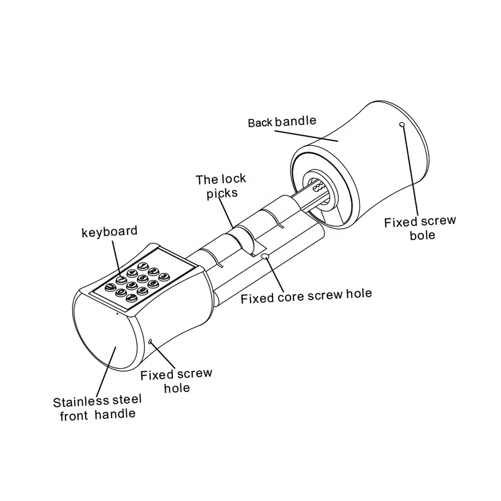 High Security Euro Standard Electronic BLE Smart Door Lock Cylinder Handle with TTlock App