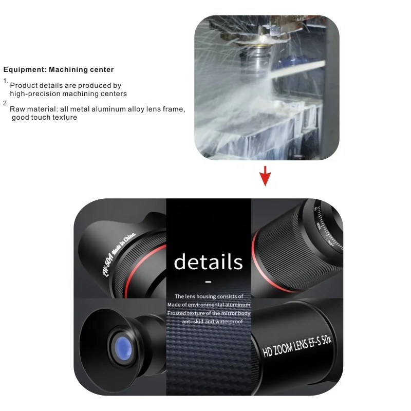 The Feisite Phone Camera Lens 50X Optical zoom Telescope is used for smartphone photography and distant observations