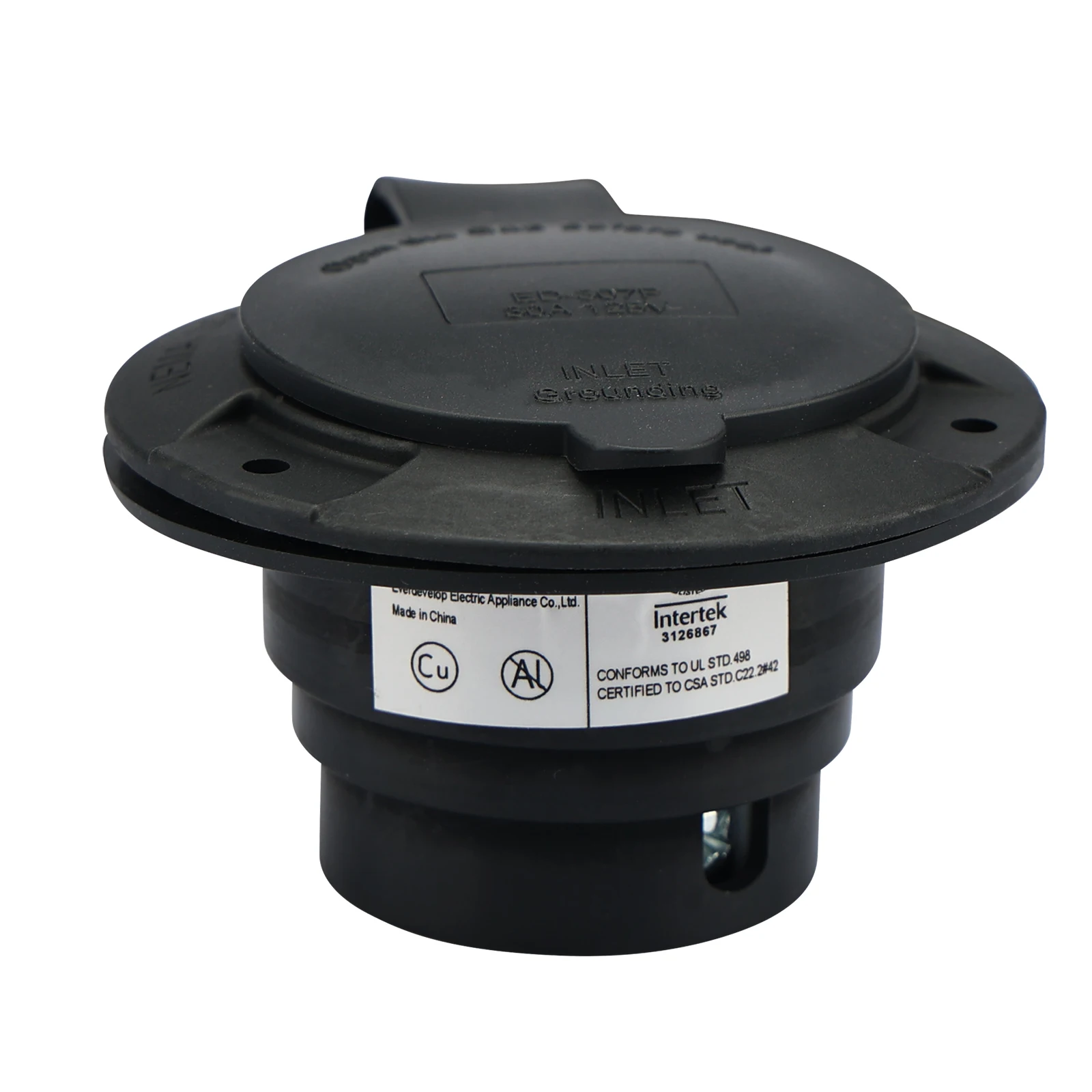NEMA L5-30P Flanged Inlet Generator Plug, 30 Amp, 125 Volt, Locking Receptacle Socket with Waterproof Cover