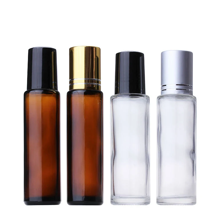 HeLun Wholesale Empty 15ml Amber Clear Glass Roll On Perfume Essential Oil Bottles