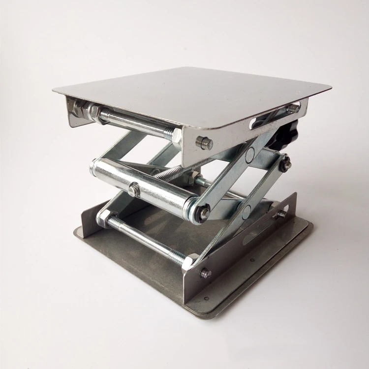 100*100mm Hand Lifting Stainless Steel Mini Vertical Lift Table Scissor  Laboratory Support Jack Platform