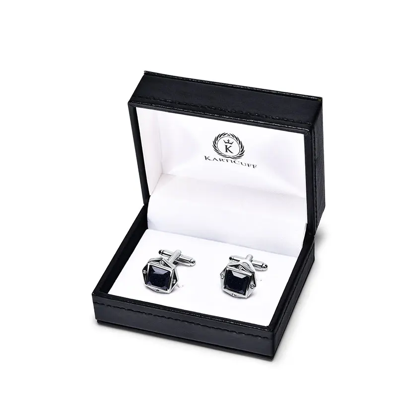 
High Quality Custom Opal Crystal Rhinestone Modern Luxury Cufflinks with Gift Box 