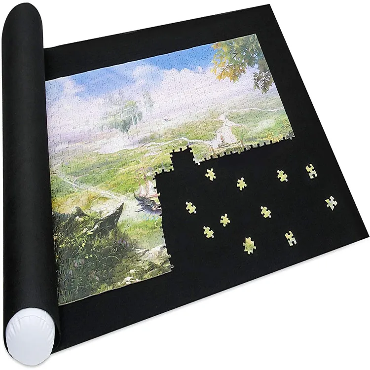 New desgin portable assembly and storage roll up felt jigsaw puzzle mat