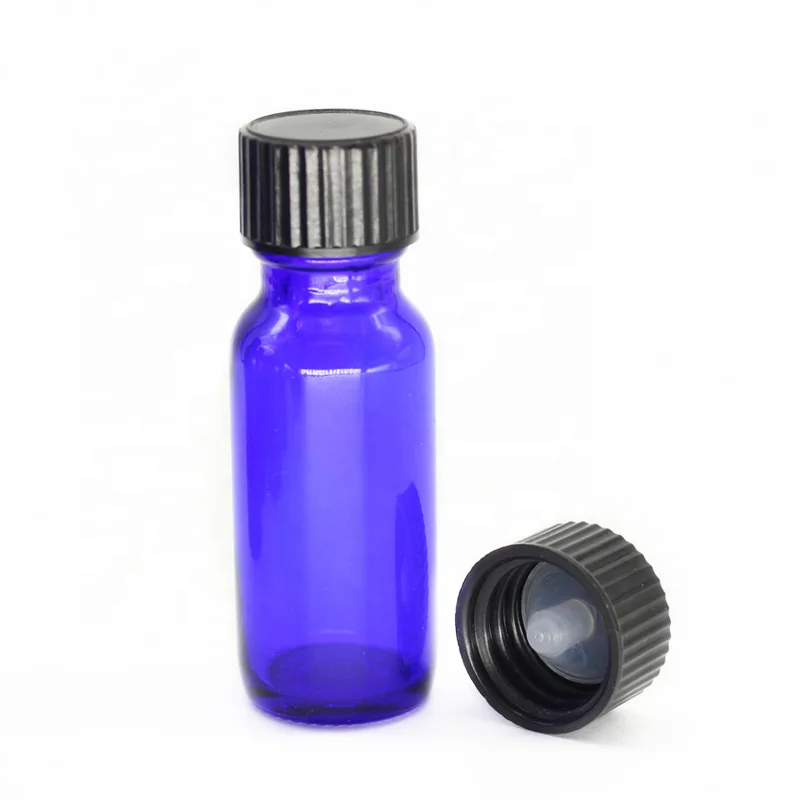 
Boston round glass bottle blue color 15ml 30ml 60ml with 18mm 20mm phenolic cap 