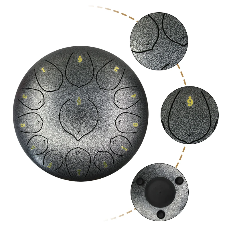 Top Sell Fancy Large  OEM 13 notes 12 inch Steel Tongue Drum Percussion Instrument Hand pan Drum Tank Drum