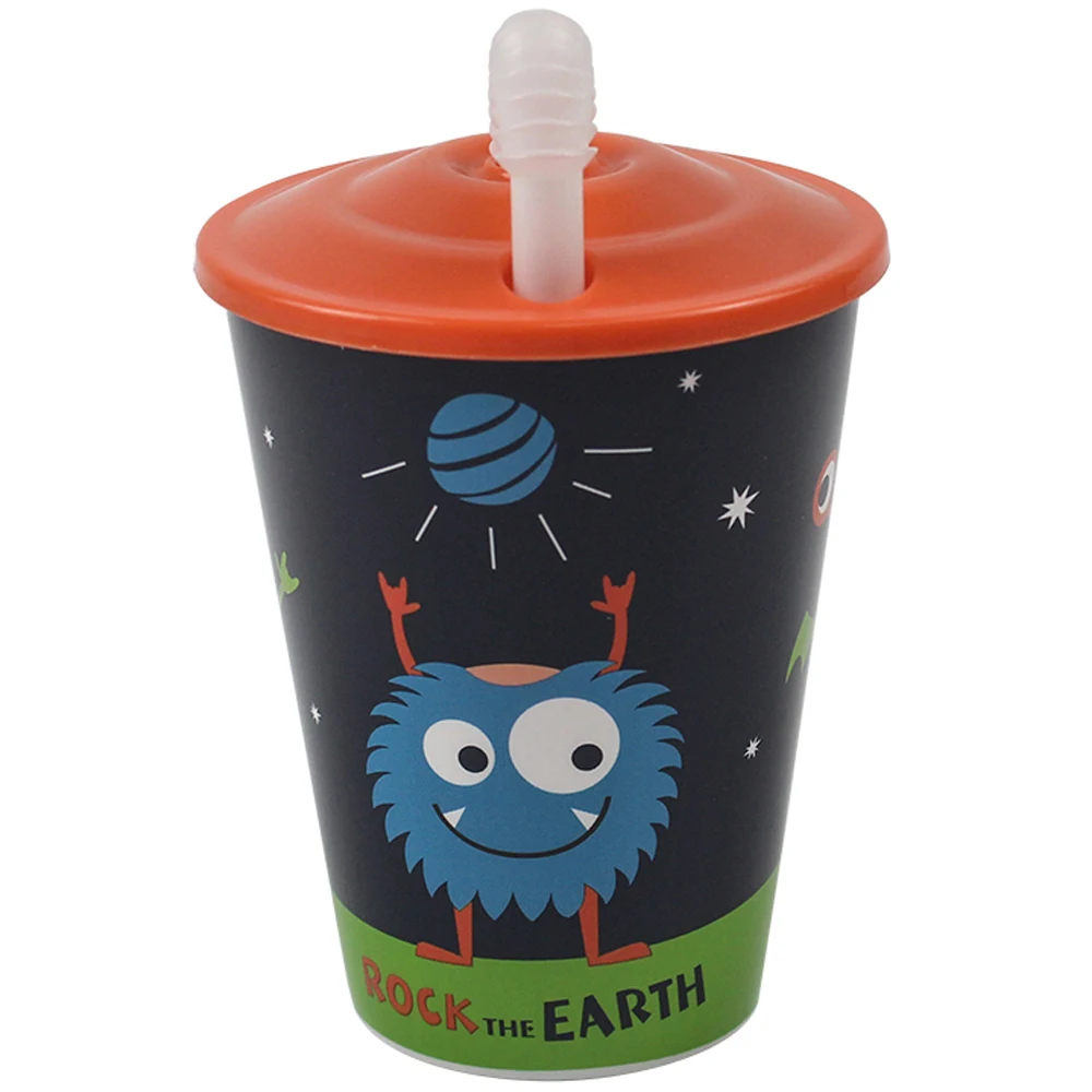 Cartoon Sipper Bottle Water Cup Baby Drinking Cute Tumbler Plastic Water Bottles For Kids Children Cold Cups With Lids And Straw