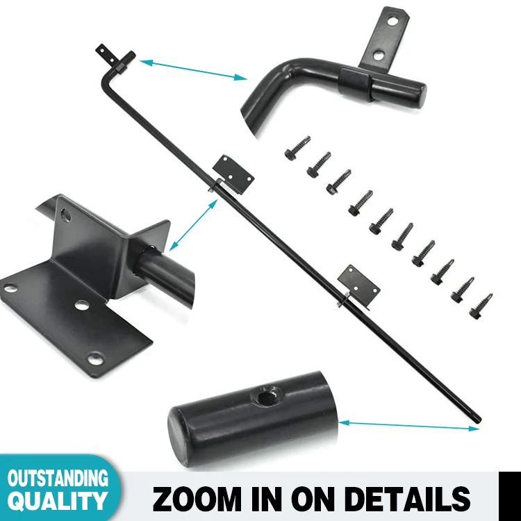 rods metal door 2 pack black door hardware cane bolt heavy duty gate rod steel black pack magnet curtain