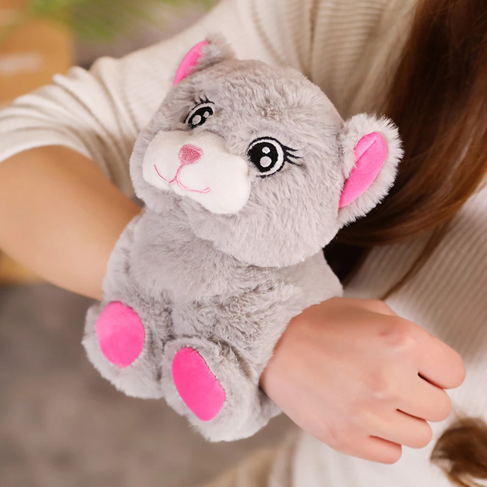 Cute Cartoon cat Plush Animal Bracelet Soft Baby Toy Doll Children Bracelet Ring Doll Filled dog monkey plush snap bracelet toys