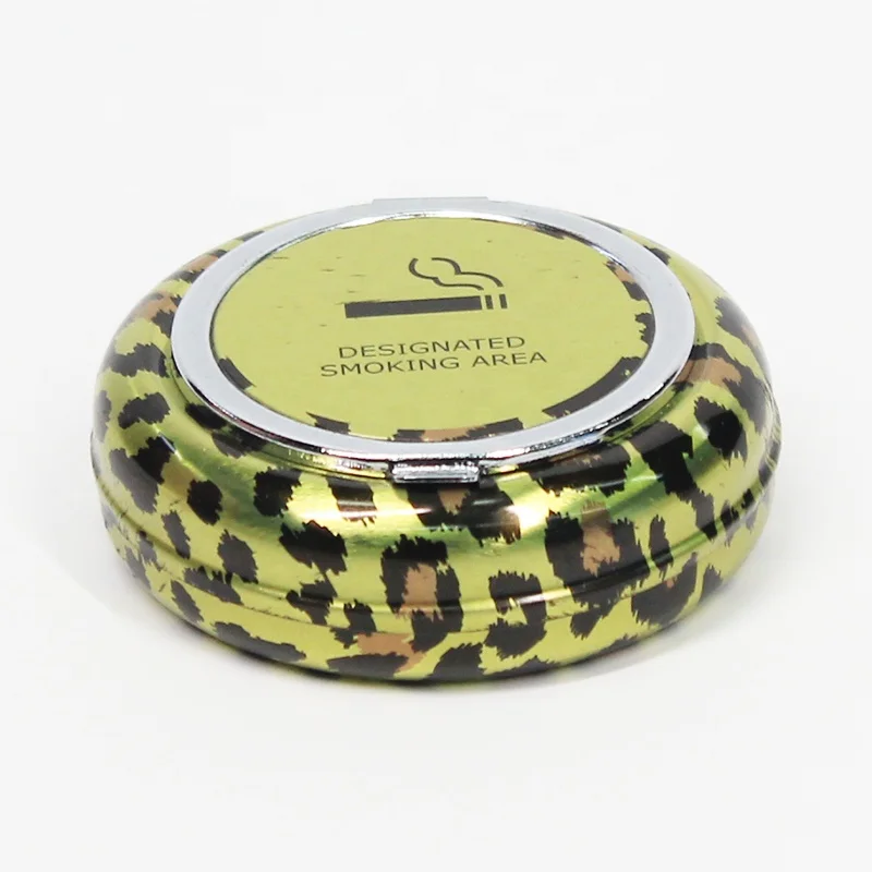 UKETA Custom logo Colorful Small Mini Tin Metal Design Pocket Cigarette Promotional Cheap Portable Ashtray
