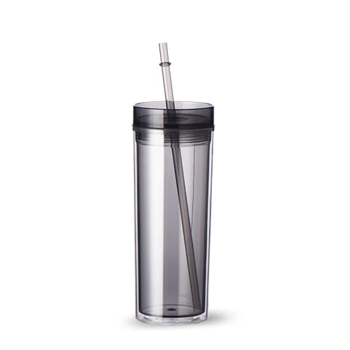
Double Wall Plastic Frosted Travel Tumbler with Lid and Straw 
