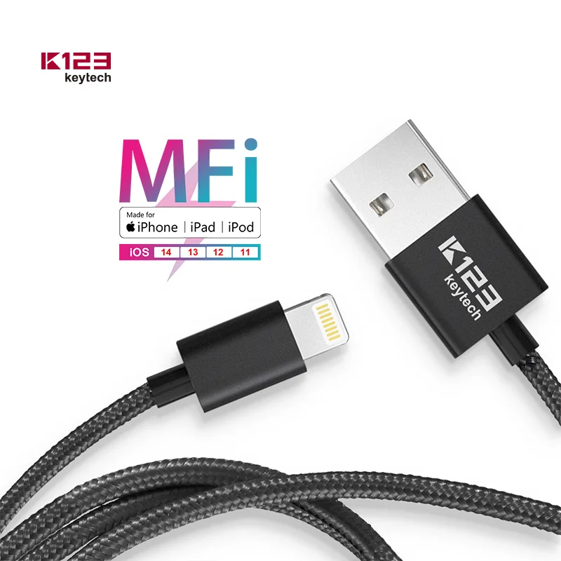 Big Deals Original MFi certified 1m nylon braided fast usb charging cable For iphone fast charging USB Cable