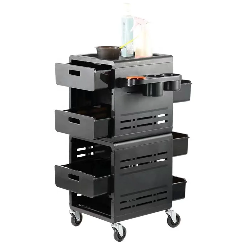 QCP-S25 Hairdresser Equip Black Salon Furniture Salon Equipment Trolly For Salon Beauty Trolley