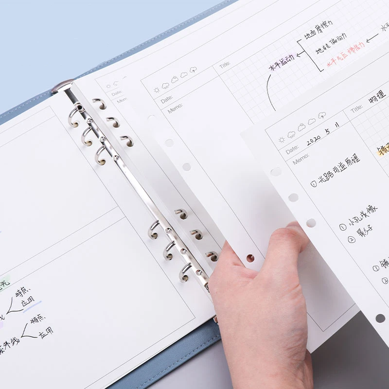 Custom Daily Planners A4 Leather Mind Map Loose-leaf Notebook with Six Rings