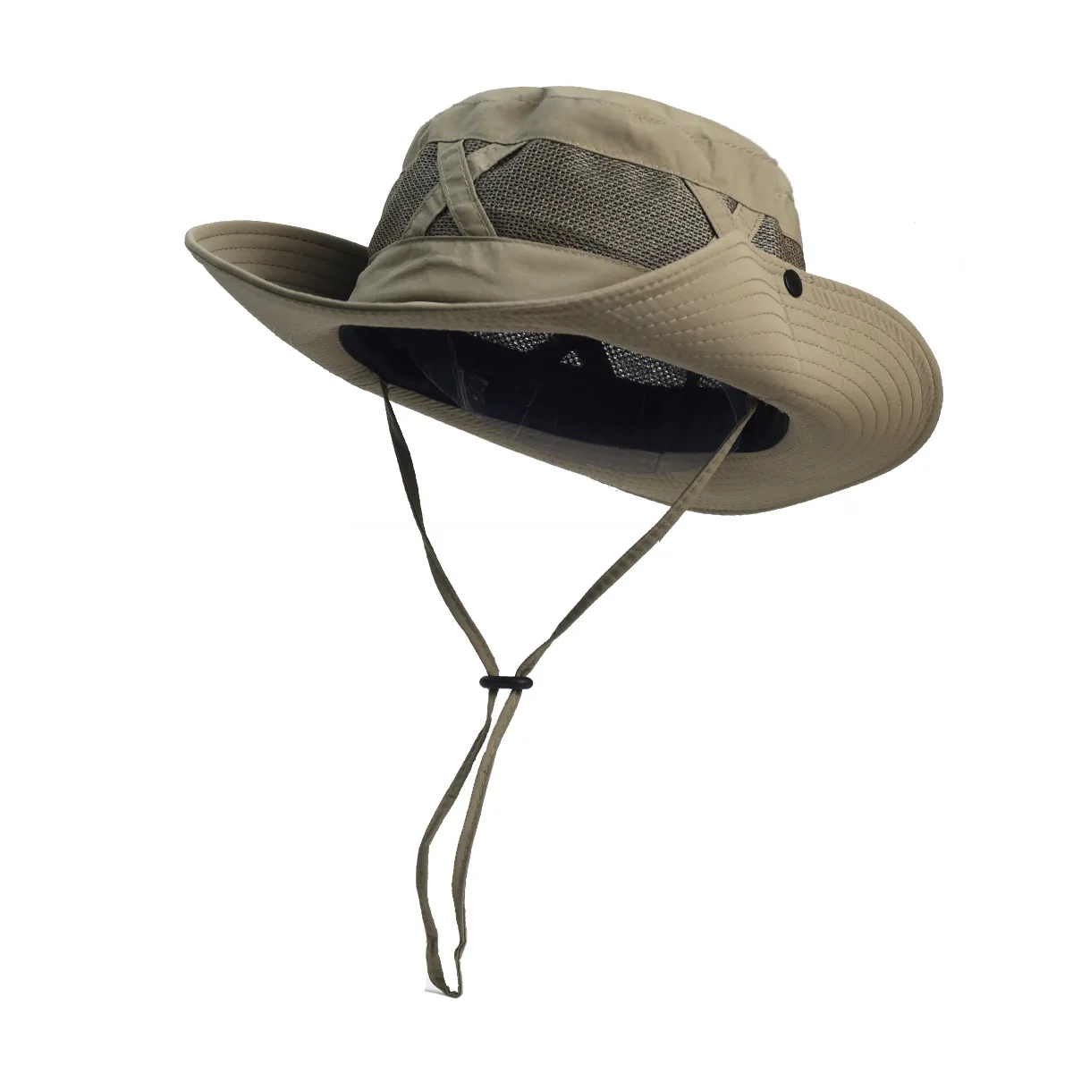 Summer Custom Logo Sun Protection Bucket Hat Breathable Mesh Windproof Strap Mountaineering Caps Outdoor Print Embroidery