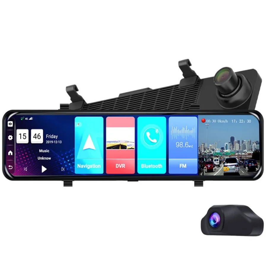 12 Inch Car Dvr 4g Wifi Dash Cam Car Black Box Rearview Mirror Adas Android 8.1 Fhd Auto Recorder Gps Navigation Dash Camera