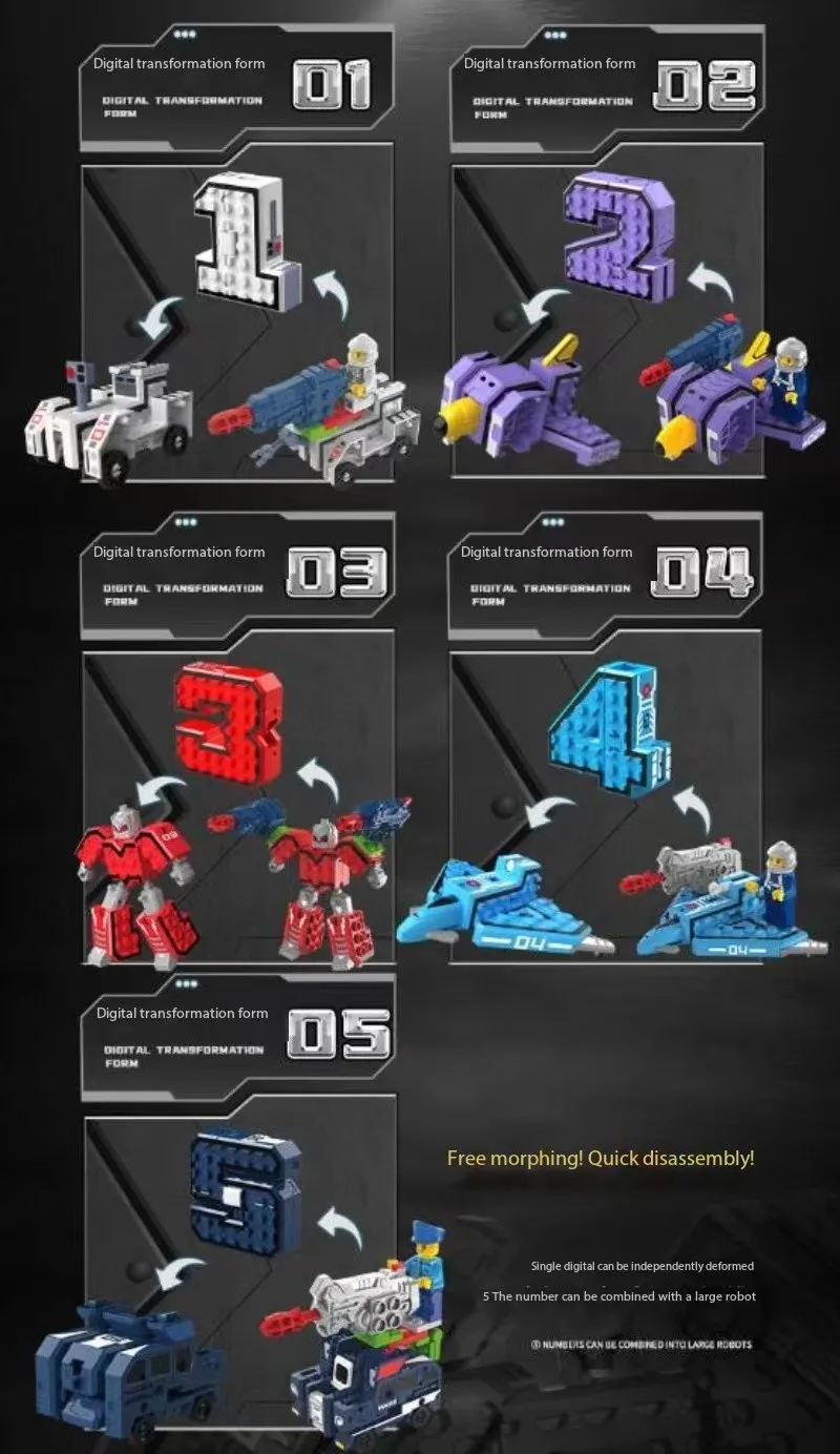 Digital Numbers Transportation Letter Tank Warrior Deformation Action Figures Transformation Robot Toys For Children Gift