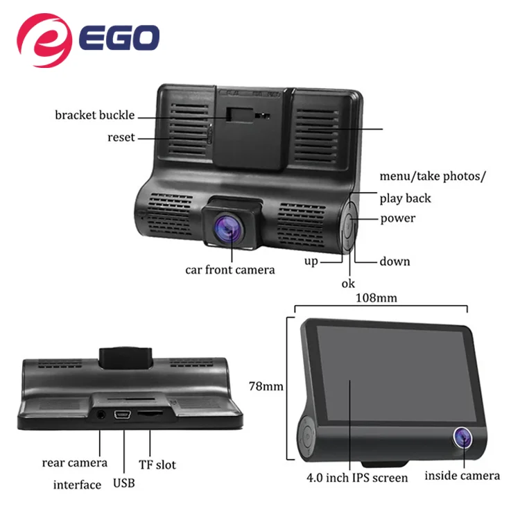  2021 EGO 4 0 дюймовый IPS экран hd 1080 g датчик парковки Автомобильный видеорегистратор с ночным видением nexar 3-канальный 3