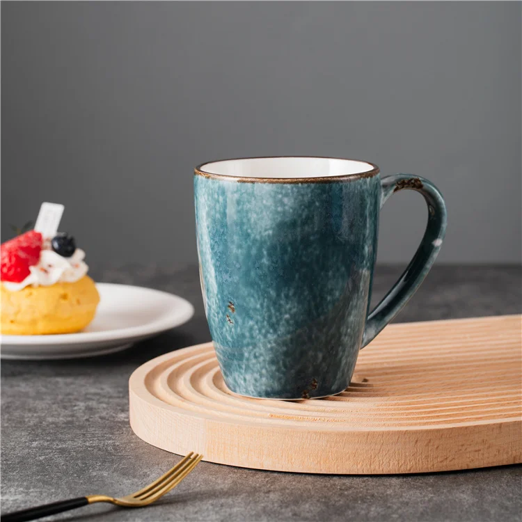 Modern Custom Logo 400ml Single Handle Drinkware Cup Color Glaze Coffee Cup Ceramic Coffee Mug for Gift